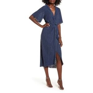 All in Favor Dolman Plisse Midi Dress lightweight XS/Extra Small Navy Peacoat